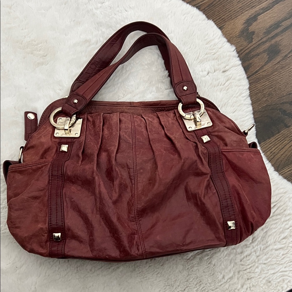 Junior Drake Burgundy Leather Women's Handbag